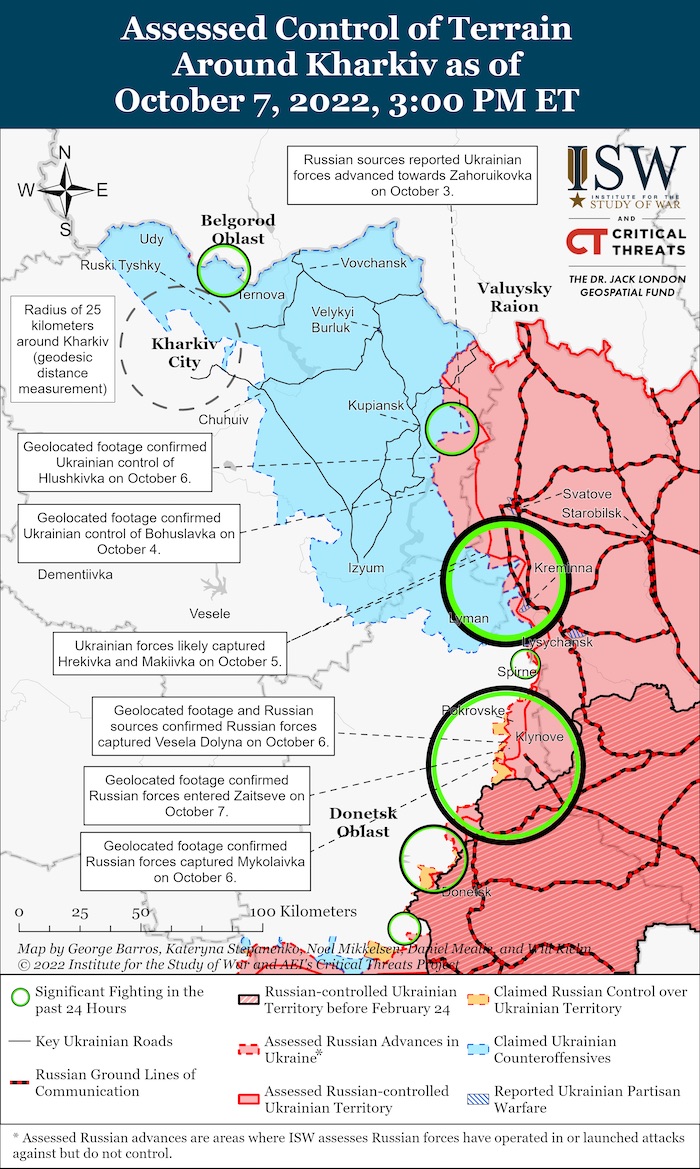 Kharkiv Battle Map. October 7, 2022. Source: ISW. ~