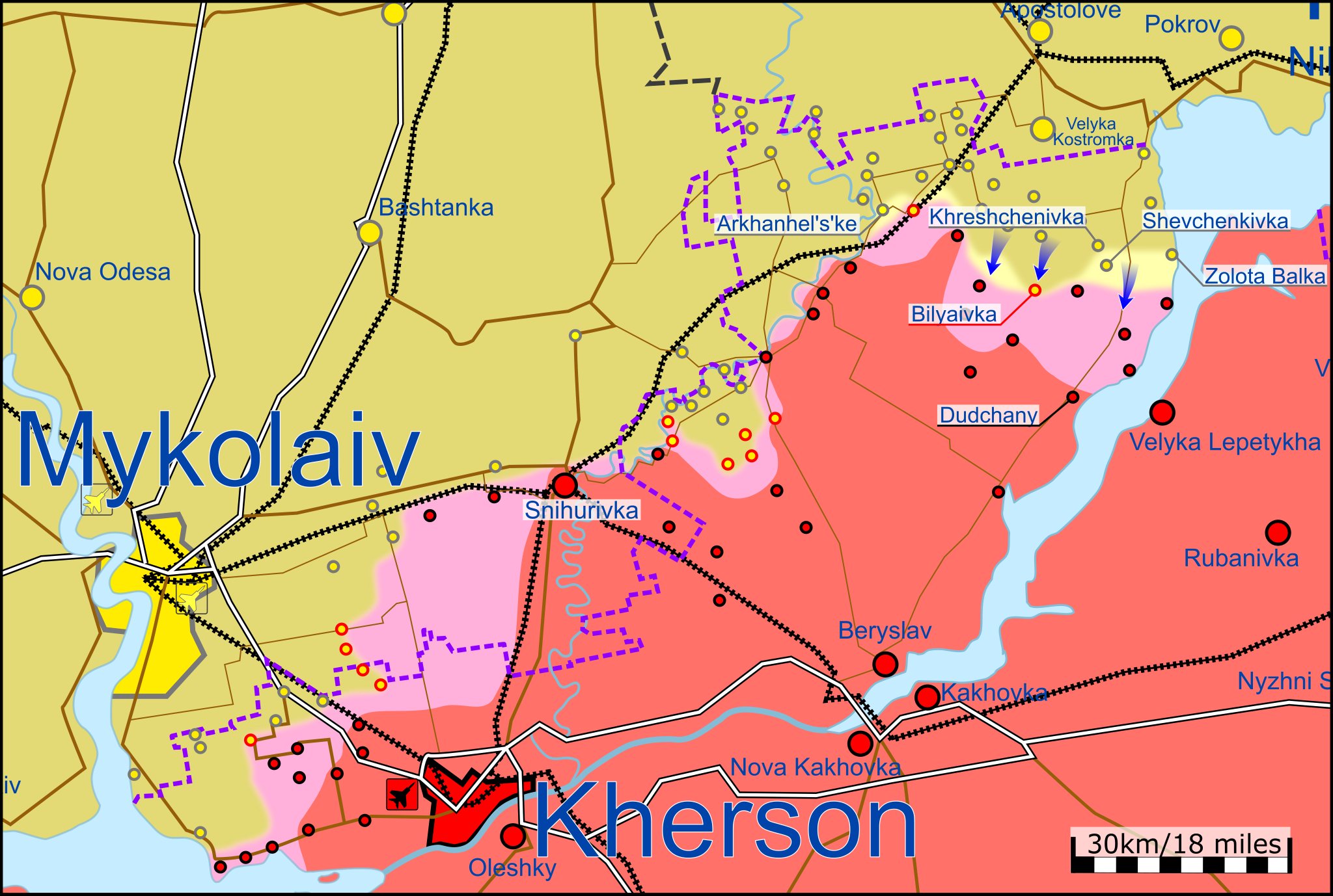 Situation in the north of Kherson Oblast as of the early morning of 3 October 2022. Source. ~