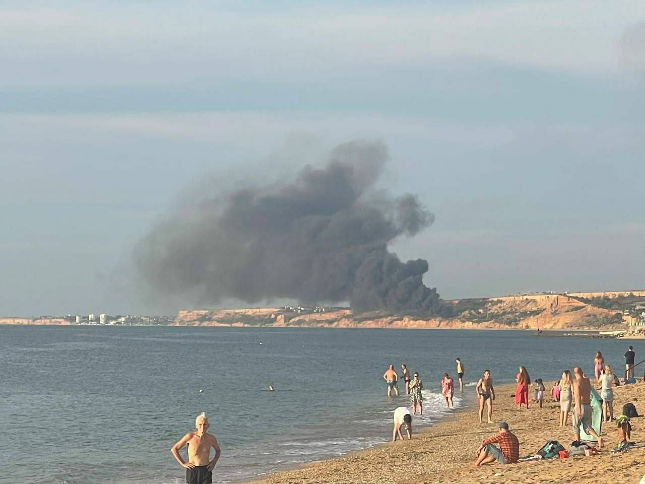 Fire at the Belbek airfield near Sevastopol, occupied Crimea on 1 October 2022. Source. ~