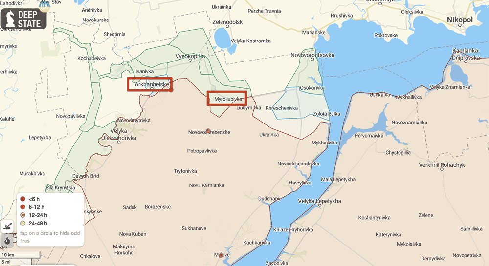 Situation in the north of Kherson Oblast as of 3 October morning according to the DeepState interactive map. ~