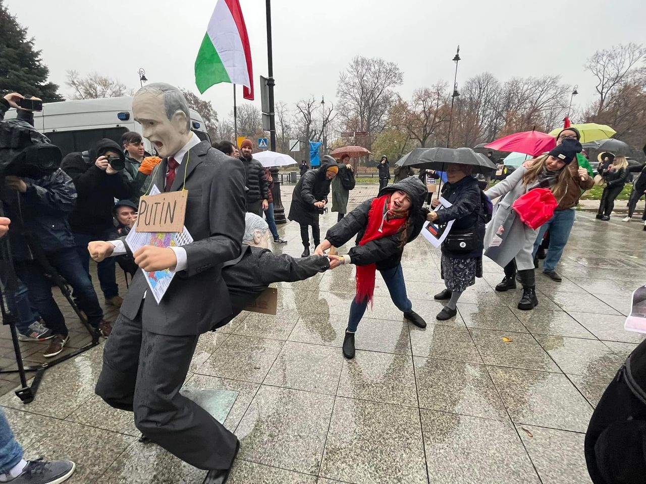 In Warsaw, activists staged provocative action to draw attention to Orbán’s dependence on Russia