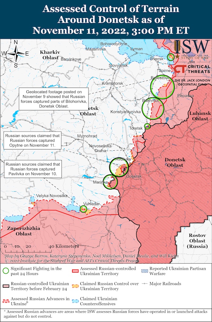 Donetsk Battle Map. November 11, 2022. Source: ISW. ~