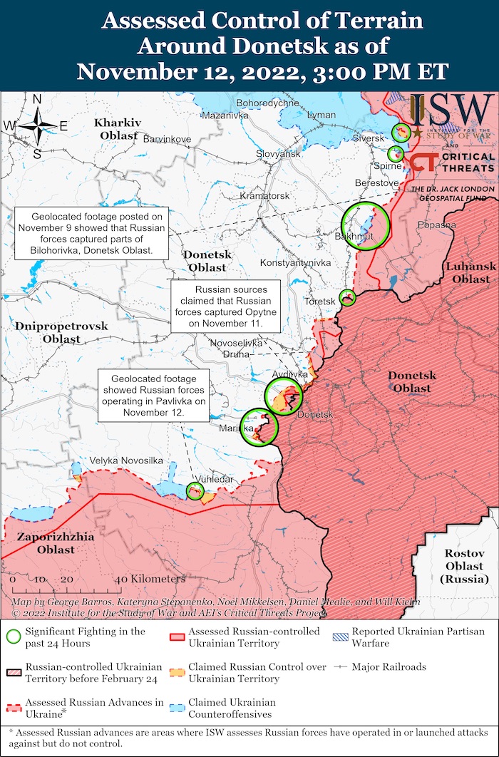 Donetsk Battle Map. November 12, 2022. Source ISW. ~