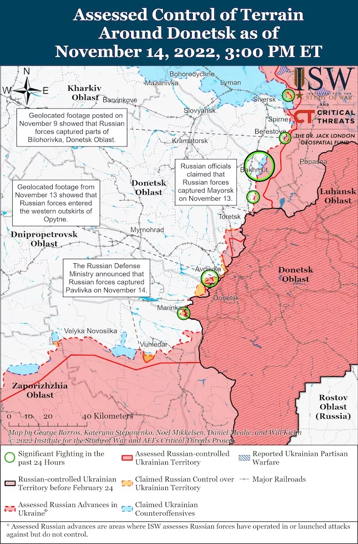 Donetsk Battle Map. November 14, 2022. Source: ISW. ~