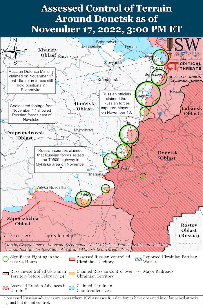 Donetsk Battle Map. November 17, 2022. Source: ISW. ~