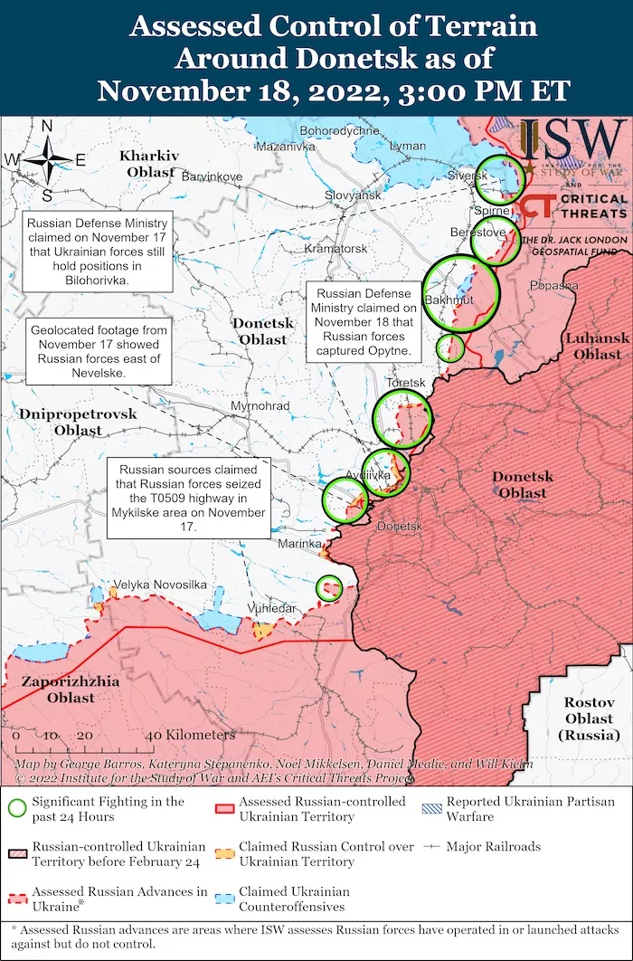 Donetsk Battle Map. November 18, 2022. Source: ISW. ~
