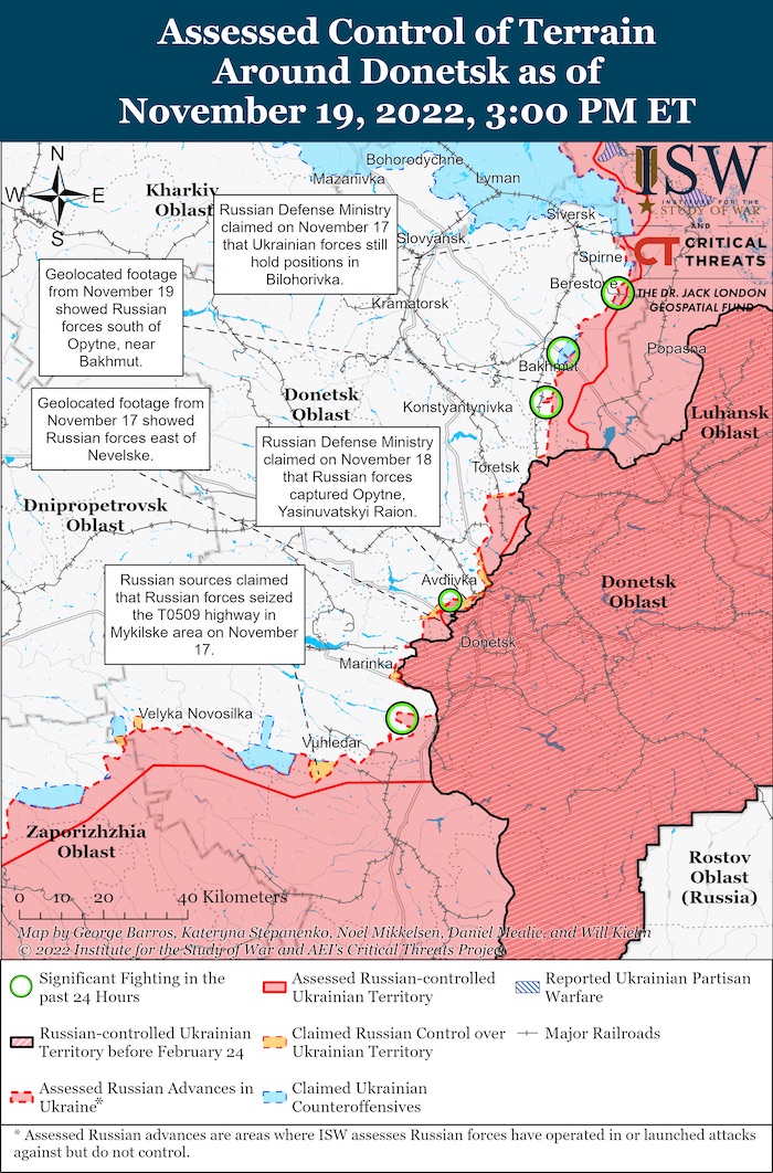 Donetsk Battle Map. November 19, 2022. Source: ISW. ~