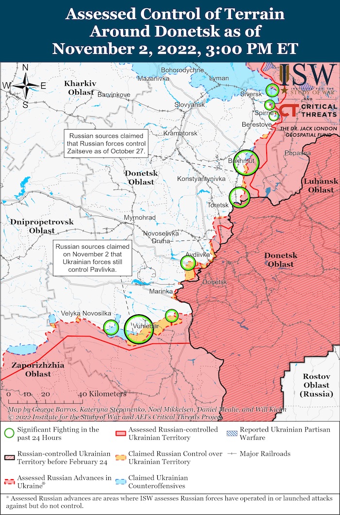 Donetsk Battle Map. November 2, 2022. Source: ISW. ~