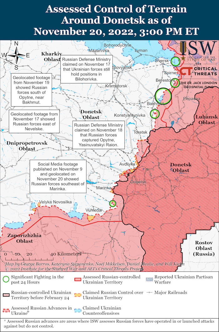 Donetsk Battle Map. November 20, 2022. Source: ISW. ~
