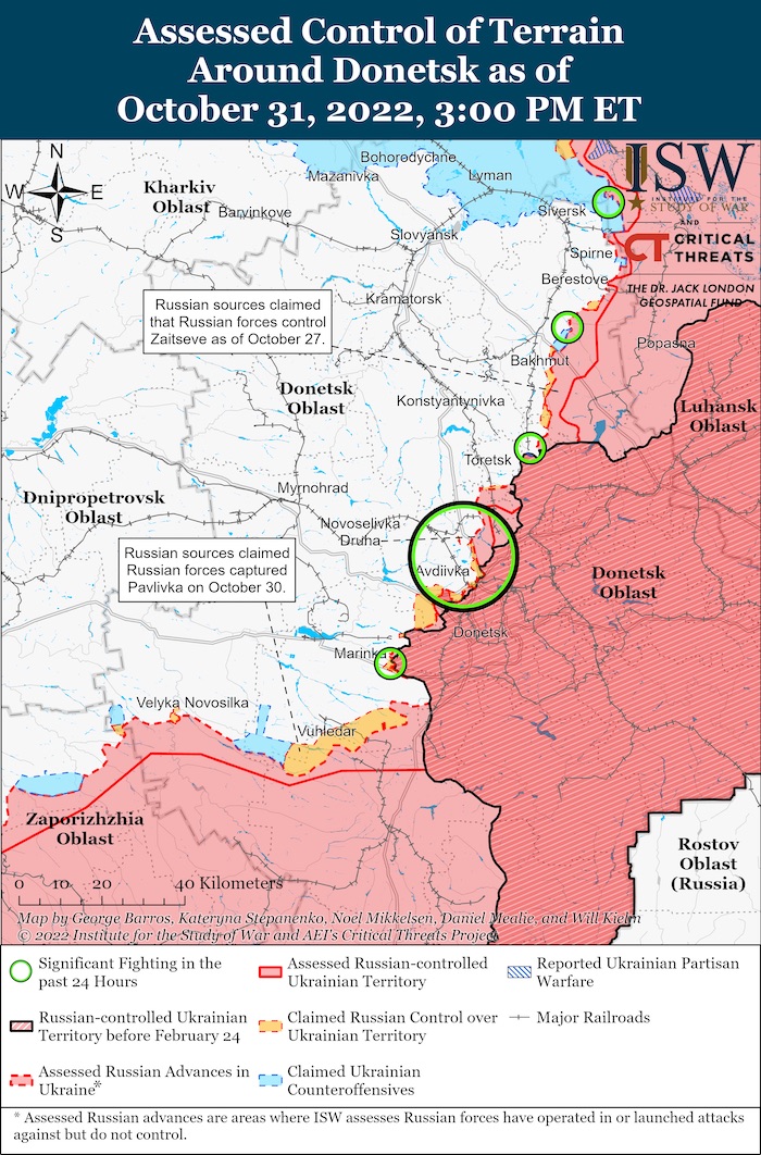 Donetsk Battle Map. October 31, 2022. Source: ISW. ~