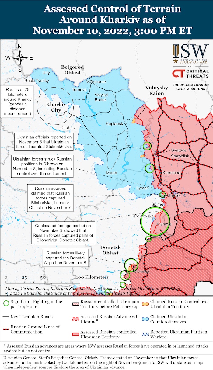 Kharkiv Battle Map. November 10, 2022. Source: ISW. ~