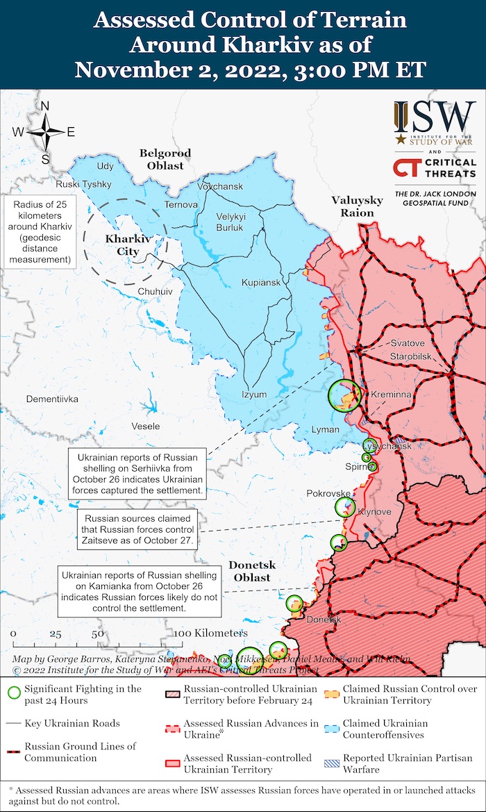 Kharkiv Battle Map. November 2, 2022. Source: ISW. ~