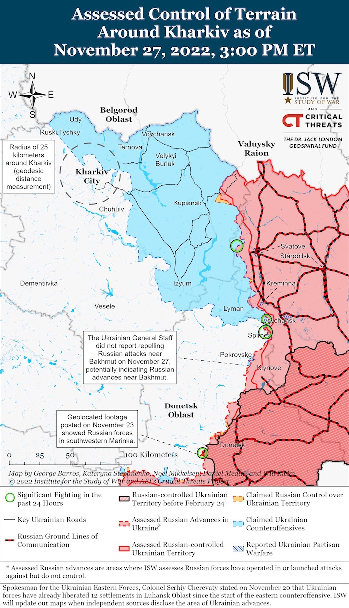 Kharkiv Battle Map. November 27, 2022. Source: ISW. ~