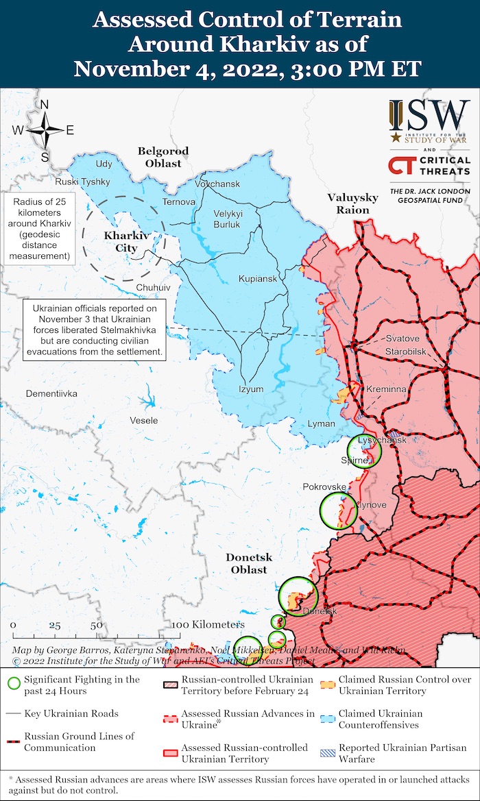 Kharkiv Battle Map. November 4, 2022. Source: ISW. ~