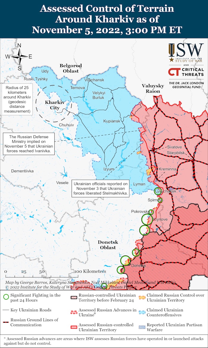 Kharkiv Battle Map. November 5, 2022. Source: ISW. ~