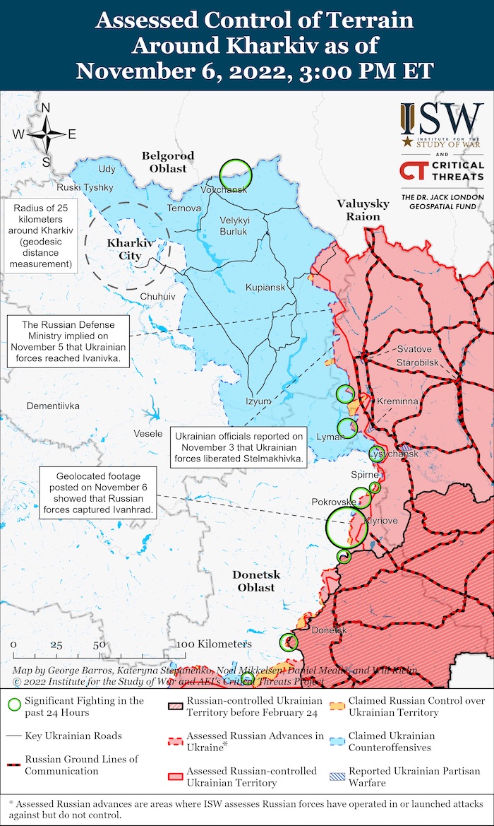 Kharkiv Battle Map. November 6, 2022. Source: ISW. ~