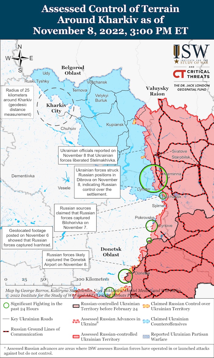 Kharkiv Battle Map. November 8, 2022. Source: ISW. ~