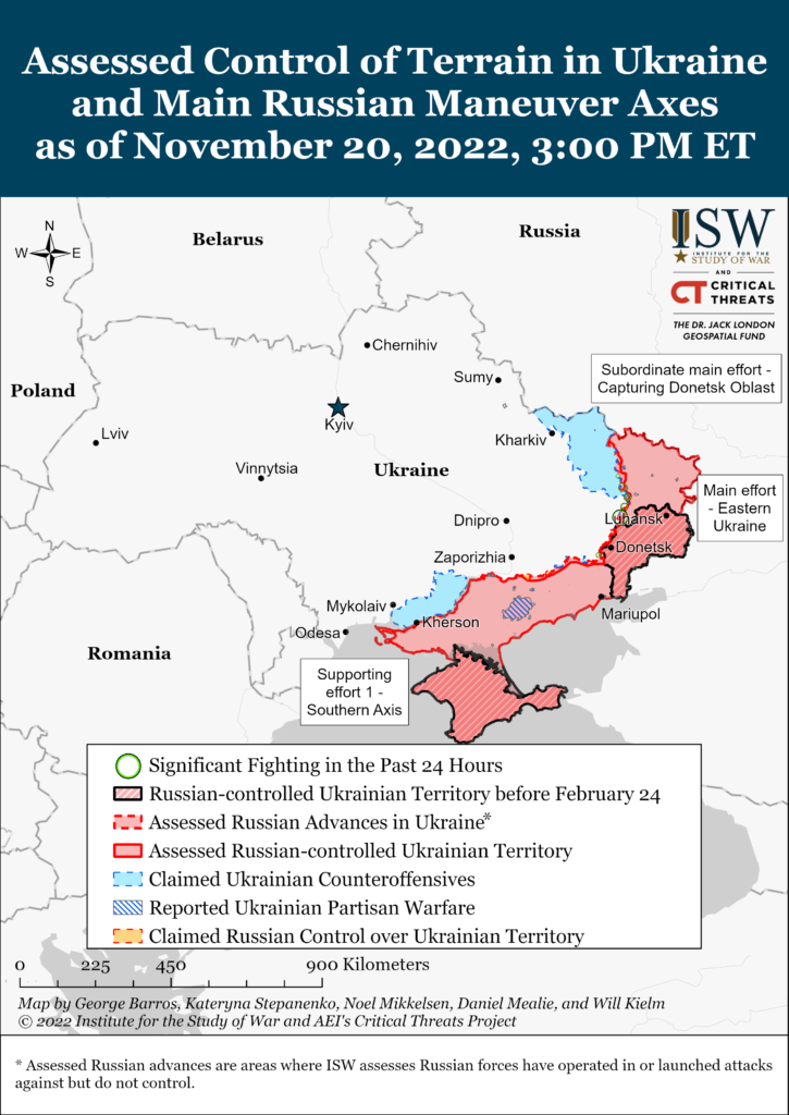 Situation in Ukraine. November 20, 2022. Source: ISW. ~