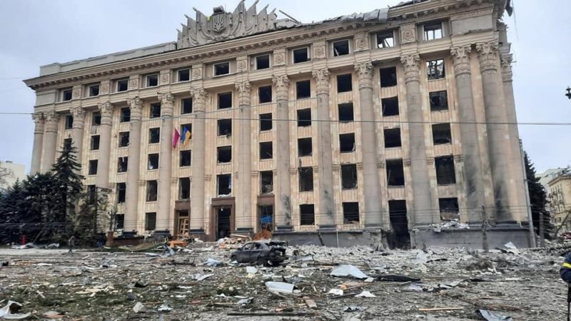 kalibr missiles hit kharkiv government building