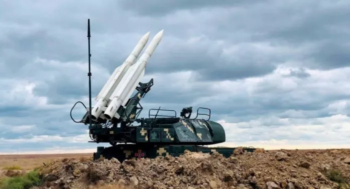 Ukrainian short-range Buk air defense missile / Photo credit: General Staff of the Armed Forces of Ukraine ~