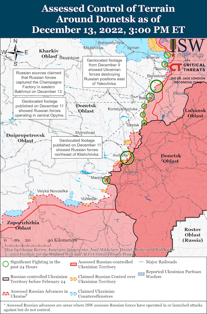 Donetsk Battle Map. December 13, 2022. Source: ISW. ~
