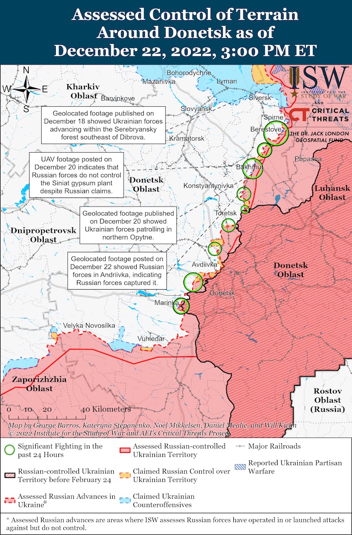 Donetsk Battle Map. December 22, 2022. Source: ISW. ~