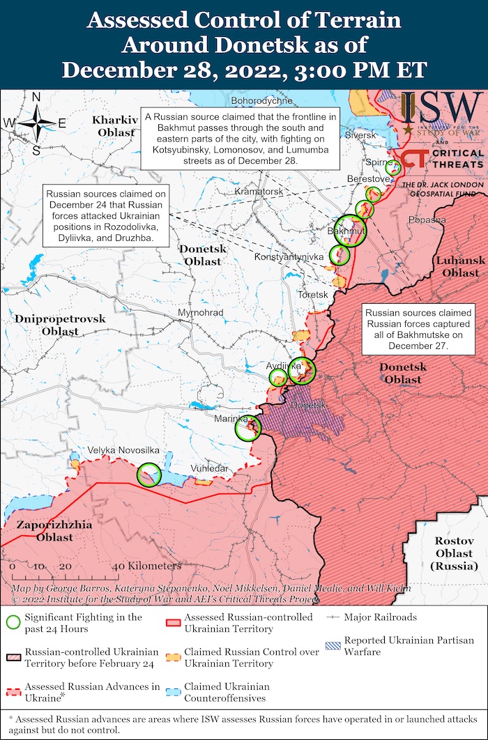 Donetsk Battle Map. December 28, 2022. Source: ISW. ~