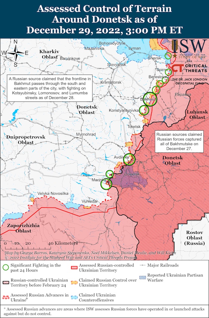 Donetsk Battle Map. December 29, 2022. Source: ISW. ~