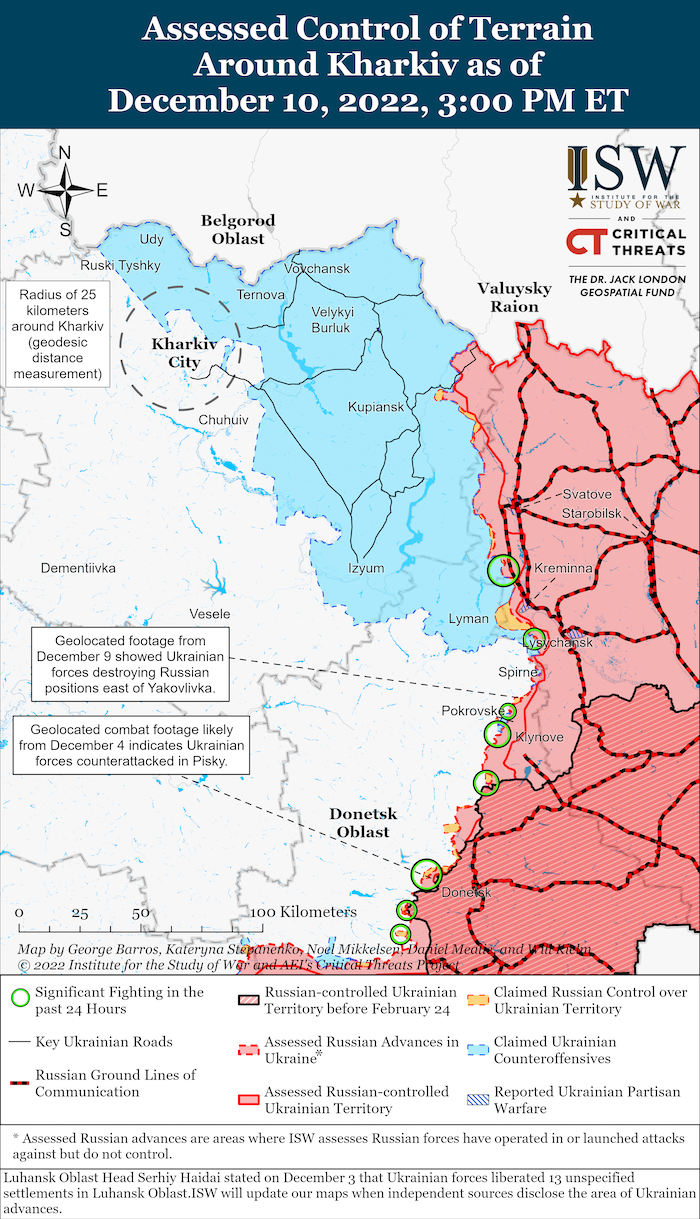 Kharkiv Battle Map. December 10, 2022. Source: ISW. ~