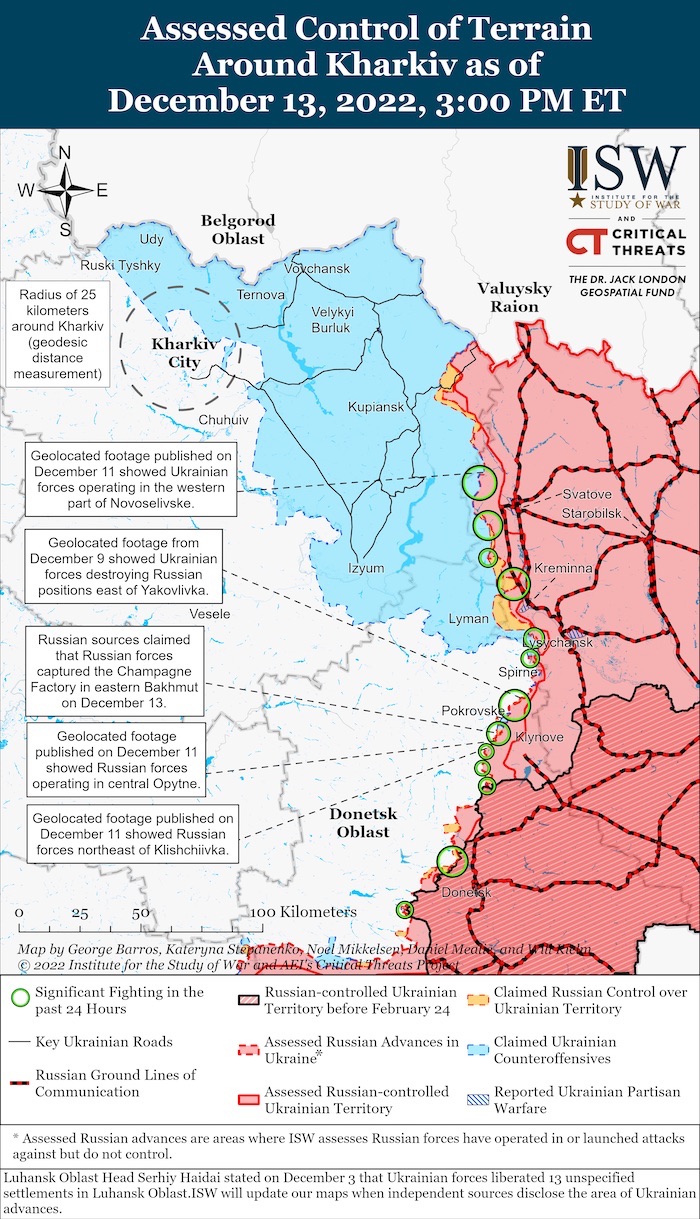 Kharkiv Battle Map. December 13, 2022. Source: ISW. ~