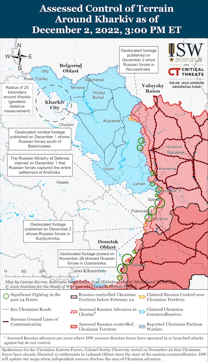 Kharkiv Battle Map. December 2, 2022. Source: ISW. ~