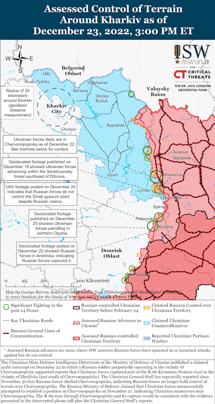 Kharkiv Battle Map. December 23, 2022. Source: ISW. ~