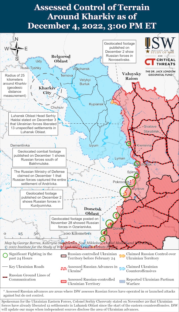 Kharkiv Battle Map. December 4, 2022. Source: ISW. ~