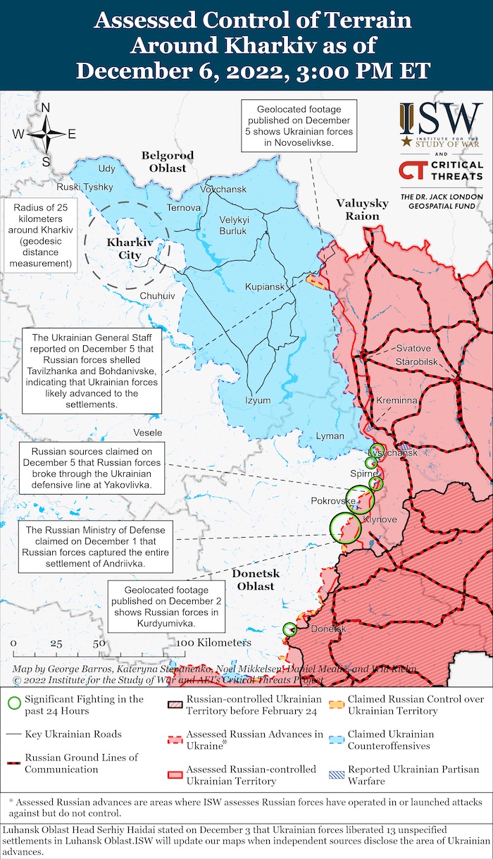 Kharkiv Battle Map. December 6, 2022. Source ISW ~