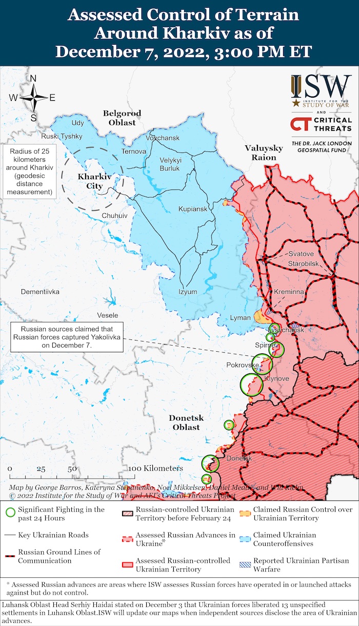 Kharkiv Battle Map. December 7, 2022. Source: ISW. ~