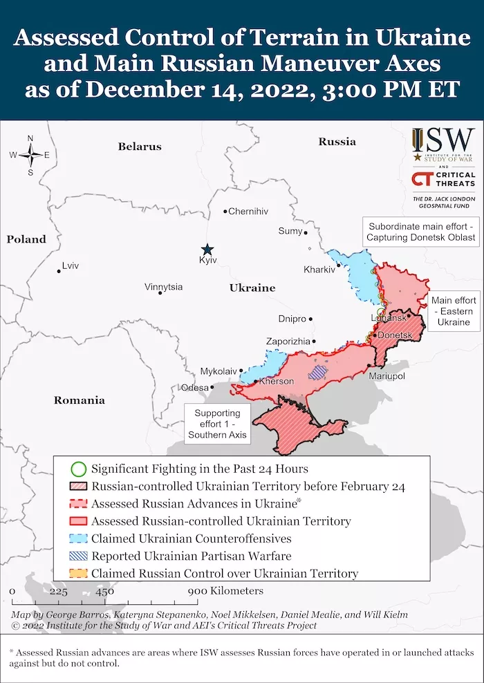 Situation in Ukraine. December 14, 2022. Source: ISW. ~