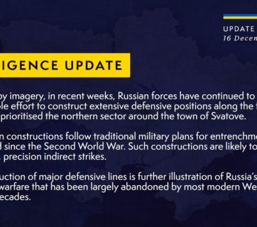 Russia continues to construct WWII style defensive positions prioritizing area of Luhansk’s Svatove – British intel
