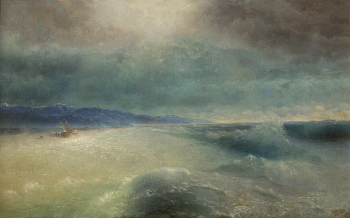 Ivan Aivazovsky. The storm subsides. 1870s Oil on canvas ~