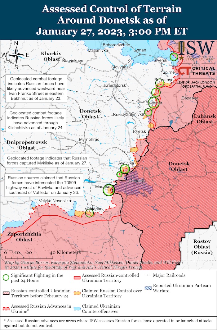 Donetsk Battle Map. January 27, 2023. Source: ISW. ~