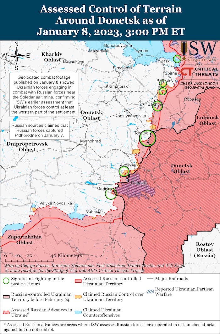 Donetsk Battle Map. January 8, 2023. Source: ISW. ~