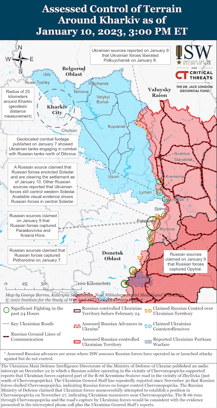 Kharkiv Battle Map. January 10, 2023. Source: ISW. ~