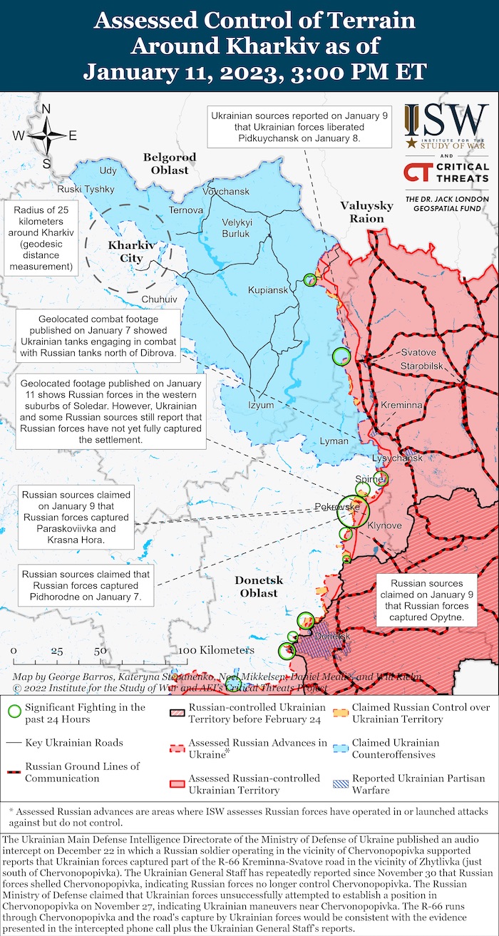 Kharkiv Battle Map. January 11, 2023. Source: ISW. ~