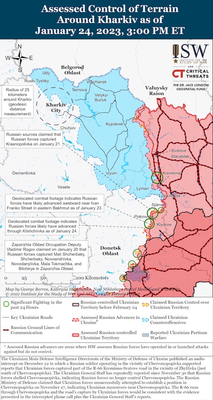 Kharkiv Battle Map. January 24, 2023. Source: ISW. ~