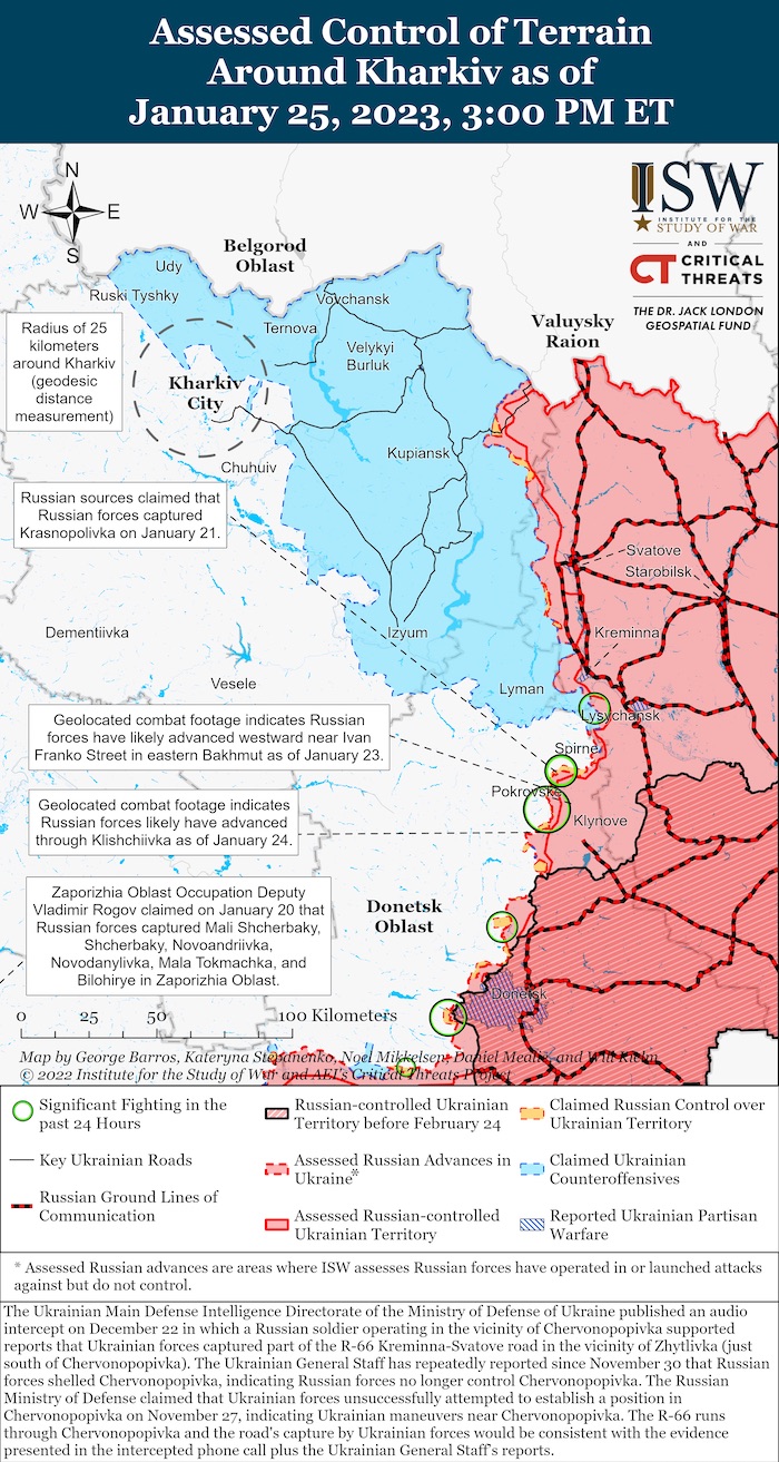 Kharkiv Battle Map. January 25, 2023. Source: ISW. ~
