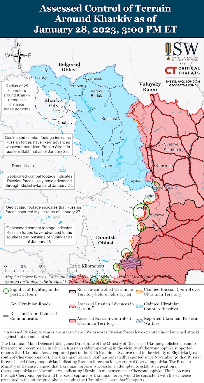 Kharkiv Battle Map. January 28, 2023. Source: ISW. ~