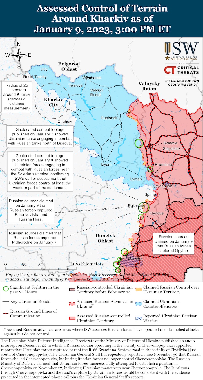 Kharkiv Battle Map. January 9, 2023. Source: ISW. ~