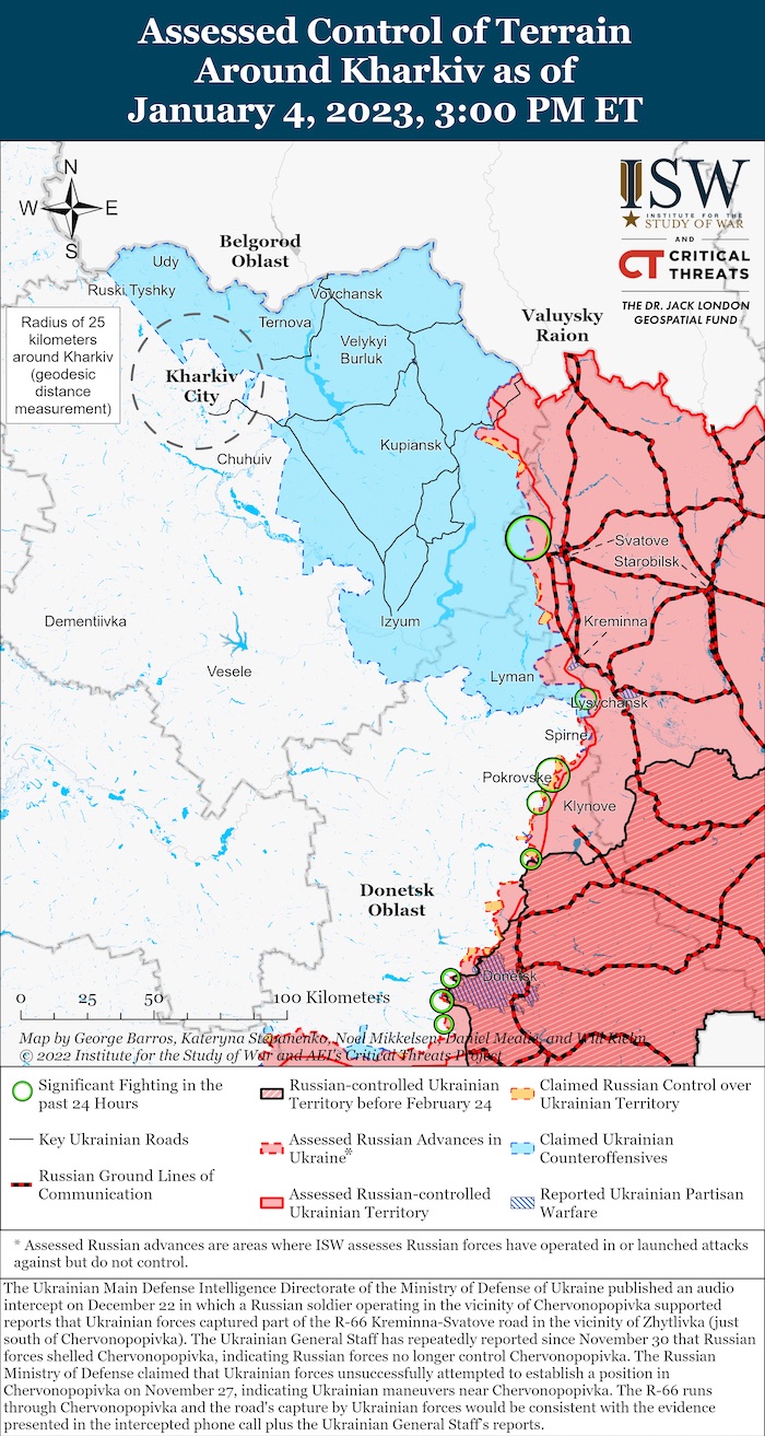 Kharkiv Battle Map.t January 4, 2023. Source: ISW. ~