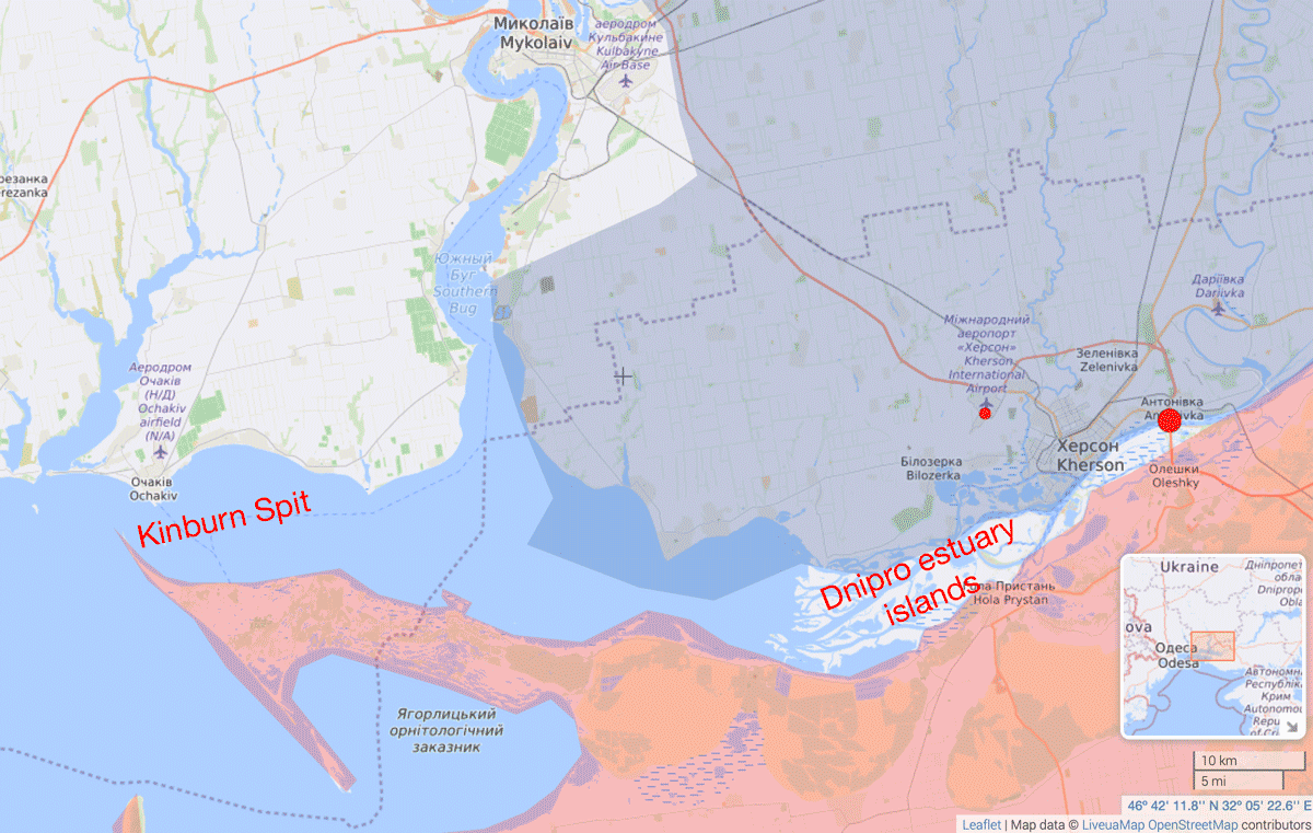 Russia may set up more firing points on Kinburn Spit in Dnipro estuary – Operational Command South