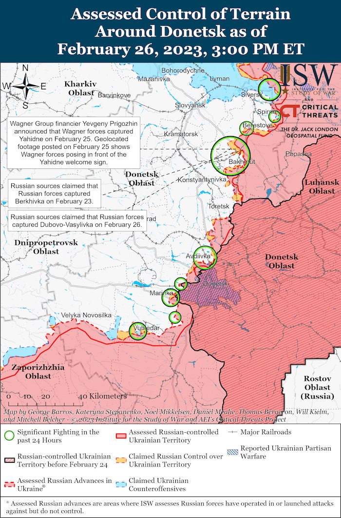 Donetsk Battle Map. February 26, 2023. Source: ISW. ~