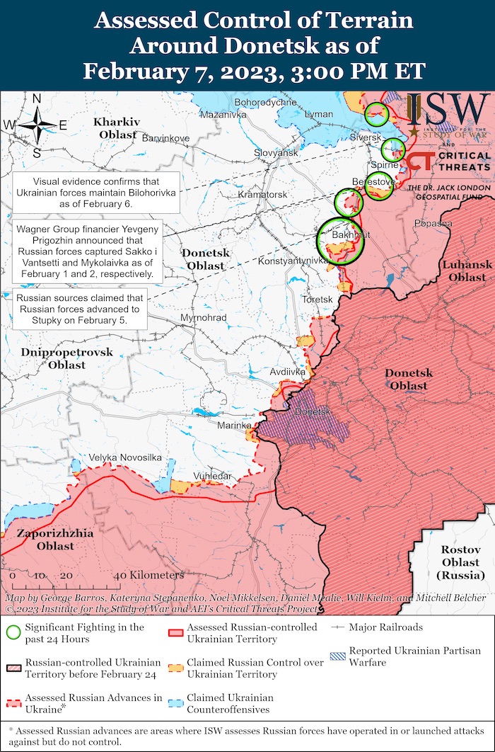 Donetsk Battle Map. February 7, 2023. Source: ISW. ~